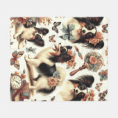 Niedliche Vintage Papillon Dog Illustration Fleecedecke (Vorderseite (Horizontal))