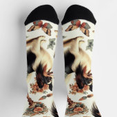 Niedliche Vintage Papillon Dog Illustration Socken (Oben)