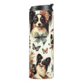 Niedliche Vintage Papillon Dog Illustration Thermosbecher (Nach links gedreht)