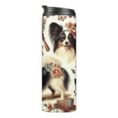 Niedliche Vintage Papillon Dog Illustration Thermosbecher (Nach rechts gedreht)