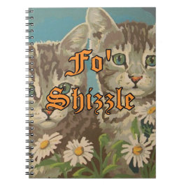 Niedliche Vintage PBN Cats and Daisies Notebook Fu Notizblock