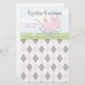 Niedliche Vintage Pink-Baby-Tragetusche Briefpapier (Vorne/Hinten)