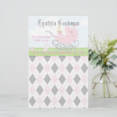 Niedliche Vintage Pink-Baby-Tragetusche Briefpapier (Stehend Vorderseite)