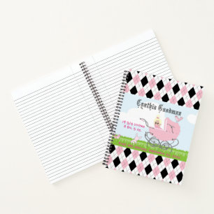 Niedliche Vintage Pink-Baby-Tragetusche Notizblock