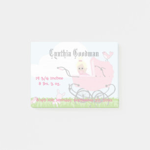 Niedliche Vintage Pink-Baby-Tragetusche Post-it Klebezettel