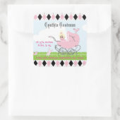 Niedliche Vintage Pink-Baby-Tragetusche Quadratischer Aufkleber (Tasche)