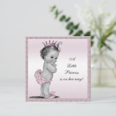 Niedliche Vintage Princess Babydusche Einladung (Stehend Vorderseite)