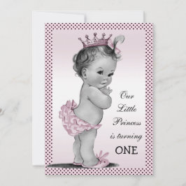 Niedliche Vintage Prinzessin 1. Geburtstag Party Einladung