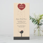 Niedliche Vintage Red & Black Love Bird-Ankündigun Einladung (Stehend Vorderseite)