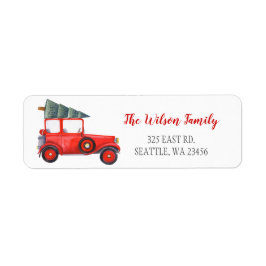 Niedliche Vintage Red Christmas Tree Car-Adresse