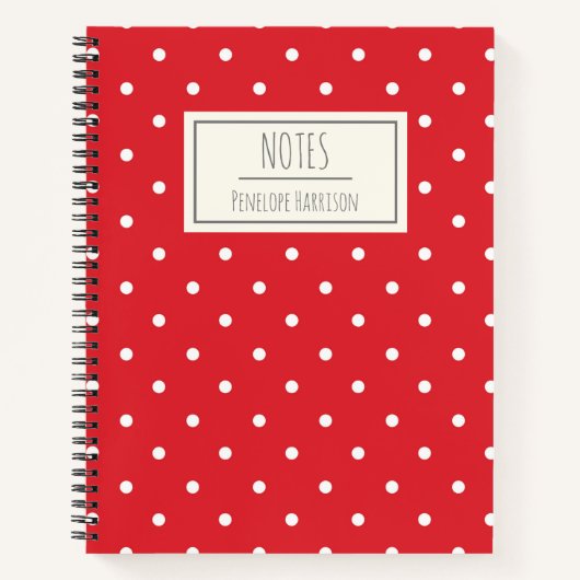 Niedliche Vintage Red Polka Dots Personalisiert Notizblock (Vorderseite)
