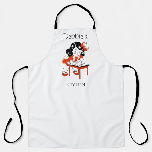 Niedliche Vintage Retro Backen Girl Küche Schürze (Vorderseite)