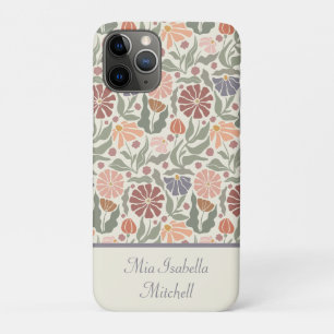 Niedliche Vintage Retro-Blume Anpassbarer Name Case-Mate iPhone Hülle