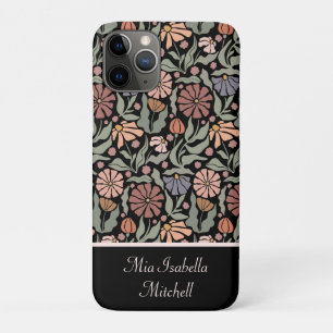 Niedliche Vintage Retro-Blume Anpassbarer Name Case-Mate iPhone Hülle
