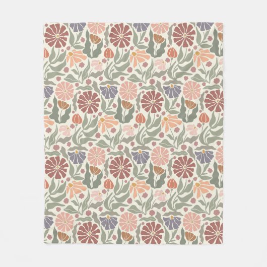 Niedliche Vintage Retro-Blume Fleece Blankon (Vorderseite)