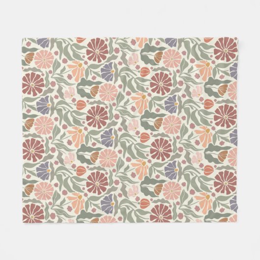 Niedliche Vintage Retro-Blume Fleece Blankon (Vorderseite (Horizontal))