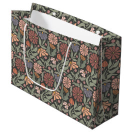 Niedliche Vintage Retro-Blume Große Geschenktasche Geschenktüte