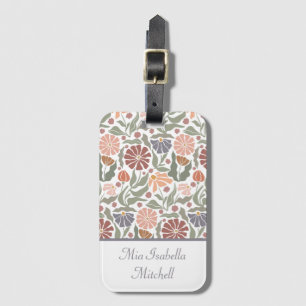 Niedliche Vintage Retro-Blume Name Gepäckmarke Gepäckanhänger