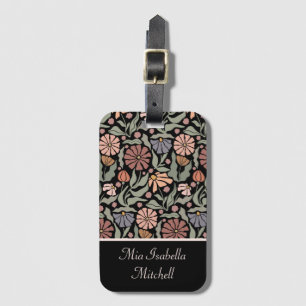 Niedliche Vintage Retro-Blume Name Gepäckmarke Gepäckanhänger