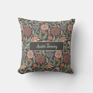 Niedliche Vintage Retro-Blume Name Throw Pillow Kissen