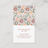 Niedliche Vintage Retro-Blume - Visitenkarte (Rückseite)