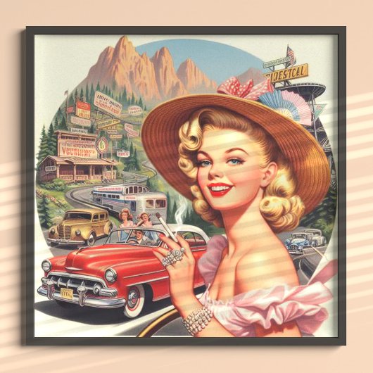 Niedliche Vintage Retro Girl-Malerei Poster