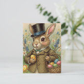 Niedliche Vintage Retro-Kaninchen Ostereier Postka Postkarte (Stehend Vorderseite)