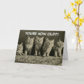 Niedliche Vintage Retro Kittens Happy Birthday Karte (Gelbe Blume)