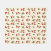 Niedliche Vintage Retro Weihnachten Rote Grüne Elf Fleecedecke (Vorderseite (Horizontal))