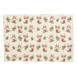 Niedliche Vintage Retro Weihnachten Rote Grüne Elf Kissenbezug