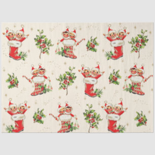 Niedliche Vintage Retro Weihnachten Rote Grüne Elf Seidenpapier