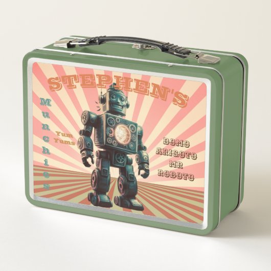 Niedliche Vintage Robot Custom Metal Lunchbox (Rückseite)