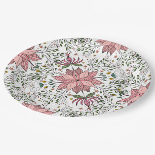 Niedliche Vintage Rosa Blumendächer Pappteller