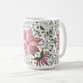 Niedliche Vintage rosa Blumendoodles Kunst Kaffeetasse (VorderseiteRechts)