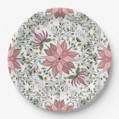 Niedliche Vintage rosa Blumendoodles Kunst Pappteller (Vorderseite)