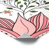 Niedliche Vintage rosa Blumendoodles Kunst Poster (Ecke)