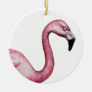 Niedliche Vintage Rosa Flamingo-Illustration Keramik Ornament