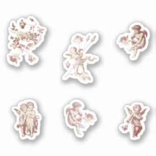 Niedliche Vintage Rosa Kraut Kupiden Engel Blume S Aufkleber