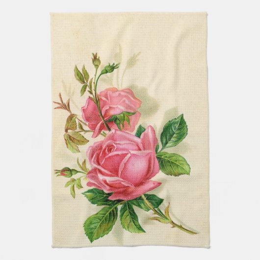 niedliche Vintage rosa Rosen Handtuch (Vertikal)