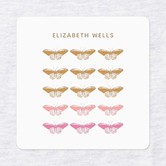 Niedliche Vintage Rosa Schmetterlingsdarstellung Etiketten (Design 2)
