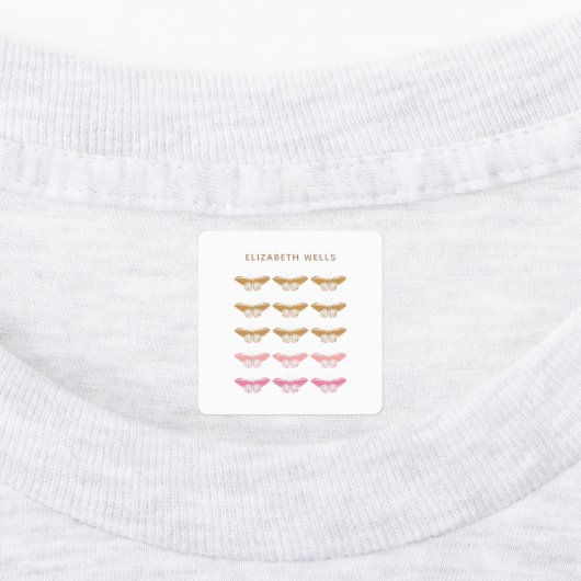 Niedliche Vintage Rosa Schmetterlingsdarstellung Etiketten (Befestigt)