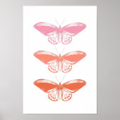 Niedliche Vintage Rosa Schmetterlingsdarstellung Poster (Vorne)