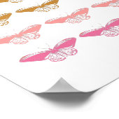 Niedliche Vintage Rosa Schmetterlingsdarstellung Poster (Ecke)