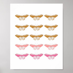 Niedliche Vintage Rosa Schmetterlingsdarstellung Poster
