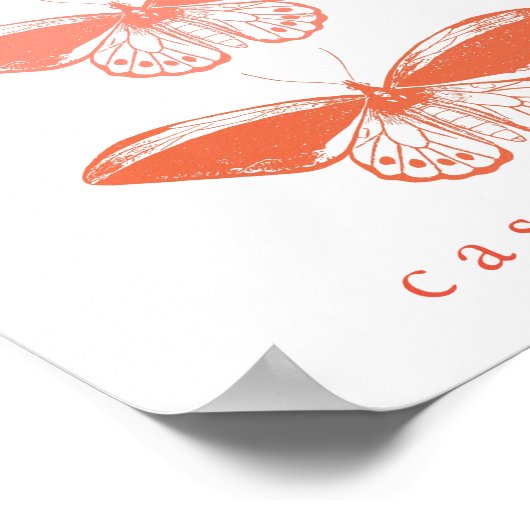 Niedliche Vintage Rosa Schmetterlingsdarstellung Poster (Ecke)