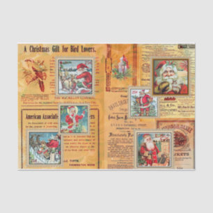 Niedliche Vintage Santas und Zeitungskollektion Seidenpapier