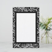 Niedliche Vintage Schwarz-Weiß-Rosen Briefpapier (Stehend Vorderseite)
