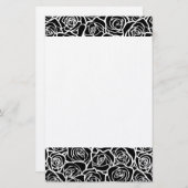 Niedliche Vintage Schwarz-Weiß-Rosen Briefpapier (Vorne/Hinten)
