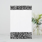 Niedliche Vintage Schwarz-Weiß-Rosen Briefpapier (Stehend Vorderseite)