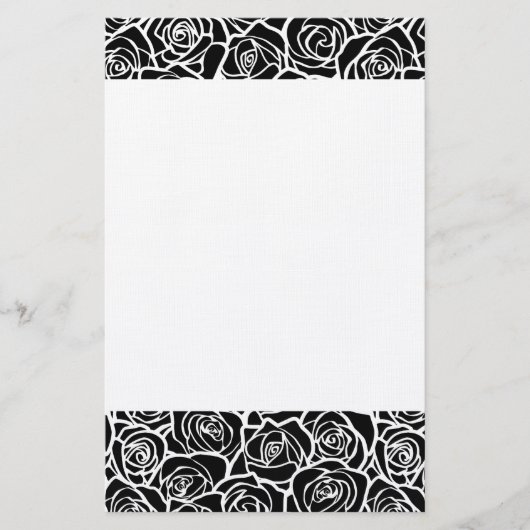 Niedliche Vintage Schwarz-Weiß-Rosen Briefpapier (Vorderseite)